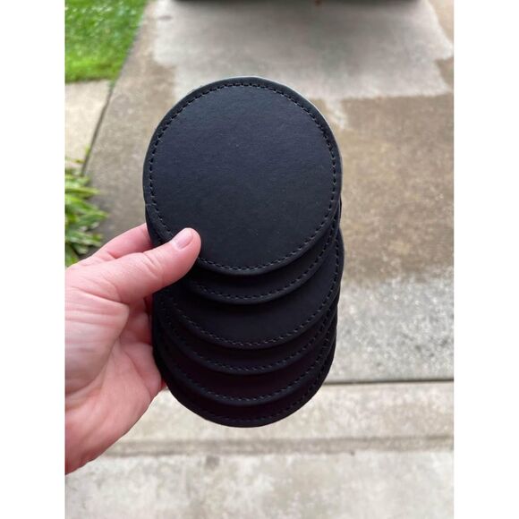 Set of 6 Leather Coasters - Picture 3 of 3